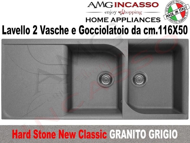 Lavandino Cucina Nero 2 Vasche.Lavello Cucina Classic New 2 Vasche Cm 116x50 Fragranite Grigio Amg Incasso Elettrodomestici Da Incasso