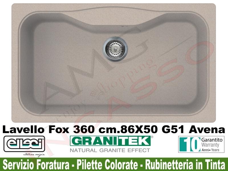 Lavello Cucina 1 Vasca 86x50.Lavello Cucina Fox 360 1 Vasca Cm 86x50 Granitek G51 Avena Amg Incasso Elettrodomestici Da Incasso