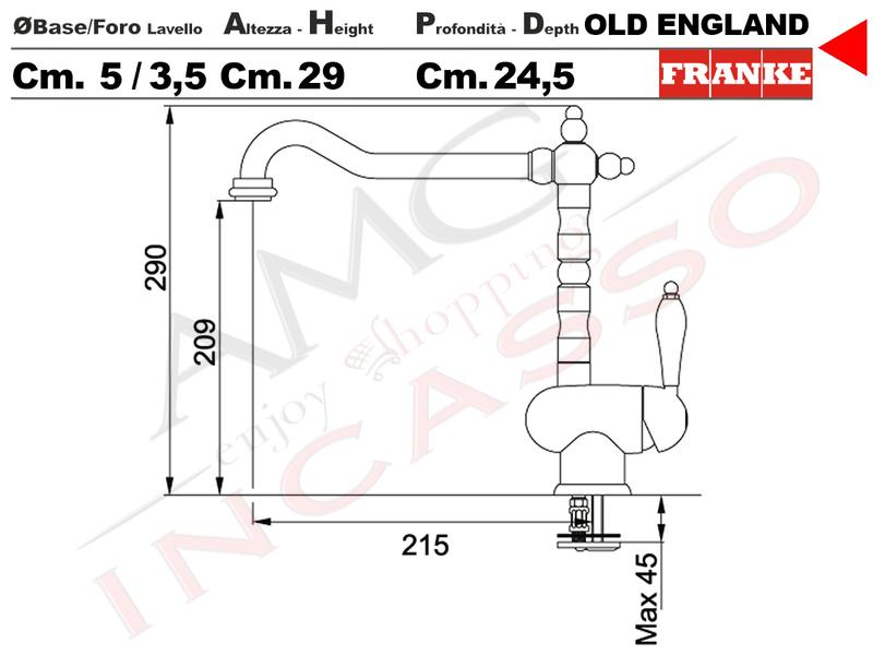 Rubinetto Old England Franke.Miscelatore Rubinetto Rustico Franke Old England 0737292 Bronzato Amg Incasso Elettrodomestici Da Incasso