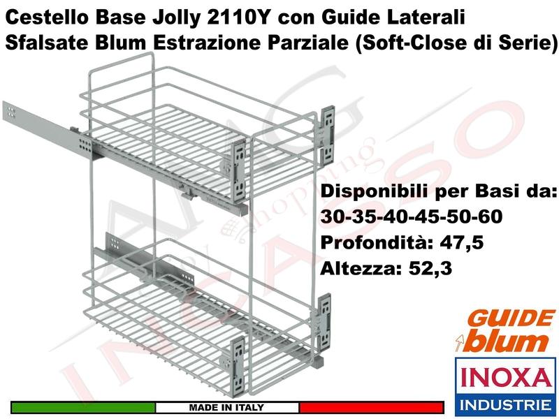 Cestello Base da 45 Estraibile Inoxa Quadro 2110Y/45-45PC Guide BLUM Prof. 47,5