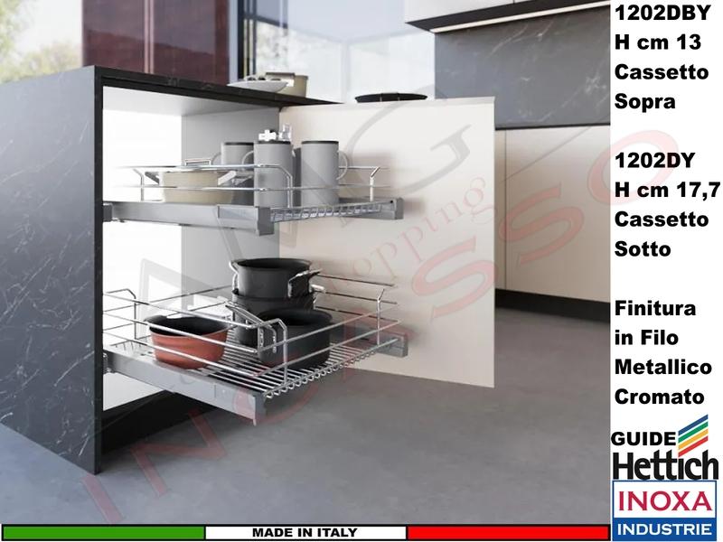 Cestello Cassetto Estraibile Inoxa 1202DBY/120-45PC Guide HETTICH Base 120 H.13