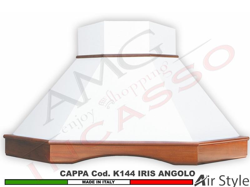 Cappa Angolo IRIS 103X103 Legno Frassino o Tiglio Verniciata + MOTORE 420 m³h