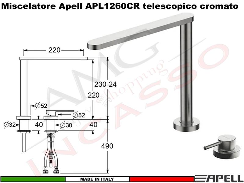 Miscelatore Monocomando Sottofinestra Telescopico APELL APL1260CR Cromo