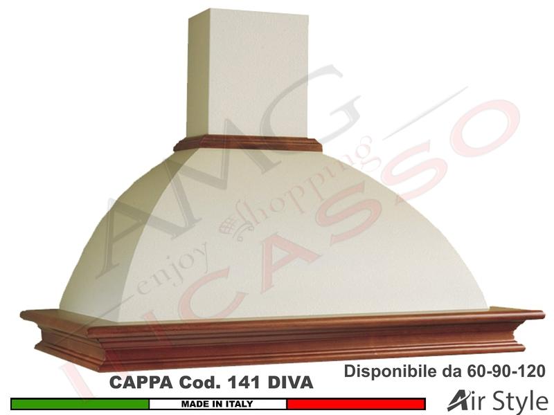 Cappa Rustica DIVA 60/90/120 Legno Frassino/Tiglio Grezza + MOTORE 420 m³/h