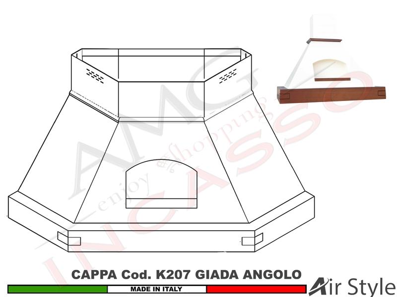 Cappa Angolo GIADA 103X103 Legno Frassino o Tiglio Grezzo + MOTORE 420 m³/h