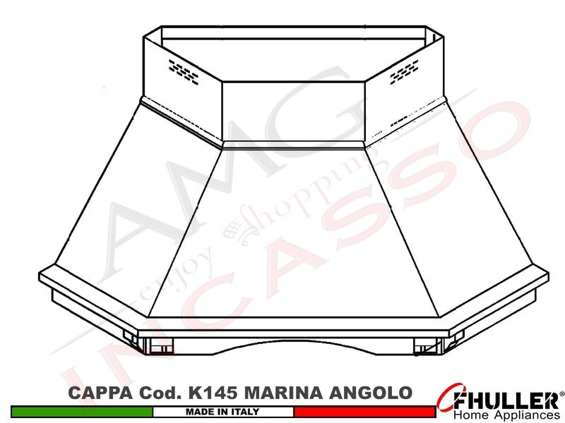 Cappa Angolo MARINA 103X103 Legno Frassino o Tiglio Grezzo + MOTORE 420 m³/h