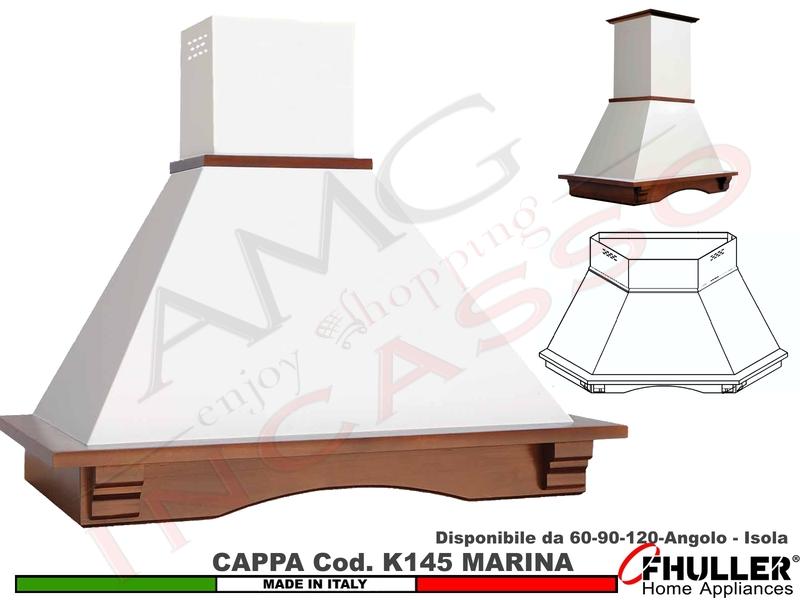 Cappa Rustica MARINA 60/90/120/ANGOLO/ISOLA Legno Frassino/Tiglio Grezza + MOTORE 420 m³