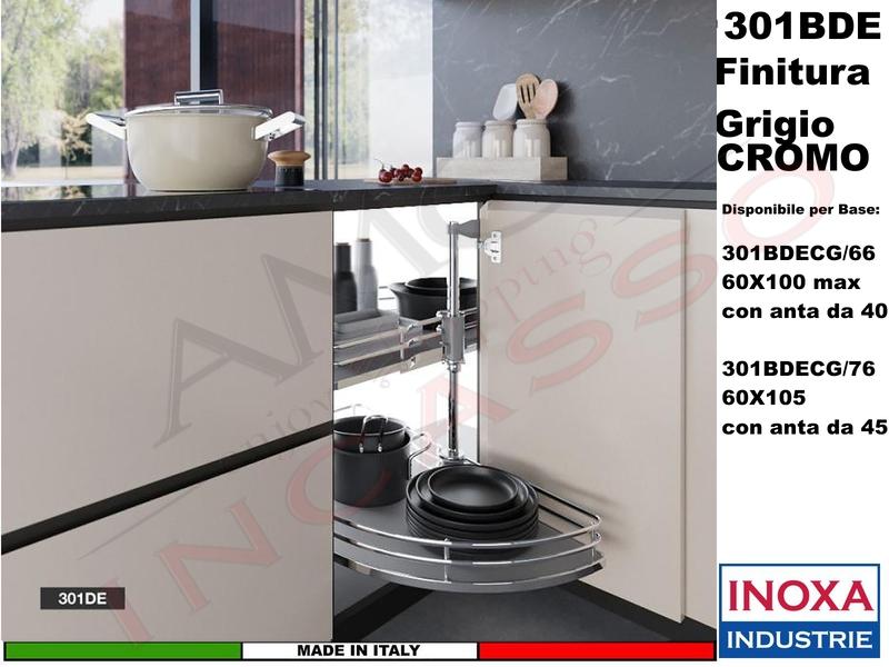 Cestello Mezzaluna Girevole x Base Min.100X60 Anta 40  Cromo Grigio