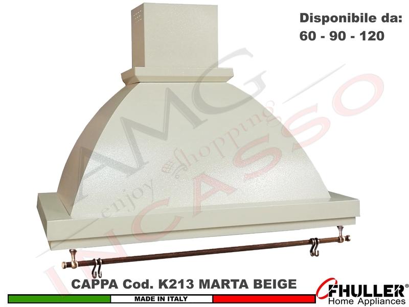 Cappa Parete Rustica Marta 60/90/120 con Tubo Rame + MOTORE 420 m³/h BEIGE