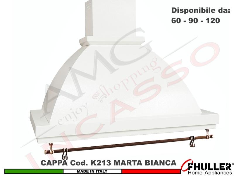 Cappa Parete Rustica Marta 60/90/120 con Tubo Rame + MOTORE 420 m³/h BIANCA