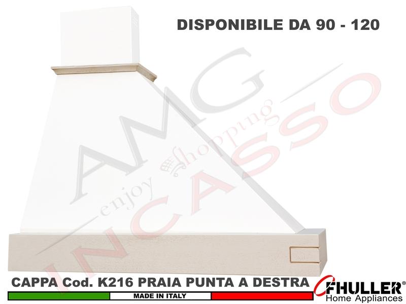 Cappa PRAIA 90 120 Legno Frassino/Tiglio Grezza + MOTORE 420 m³/h Punta DX