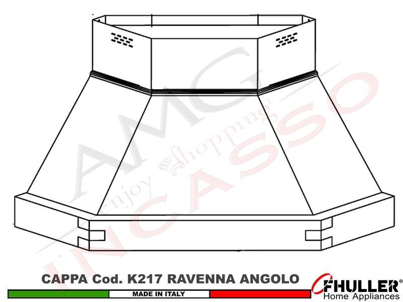 Cappa Angolo RAVENNA 103X103 Legno Frassino o Tiglio Grezza + MOTORE 400 m3/h