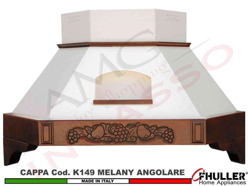 Cappa Angolo MELANY 103X103 Legno Frassino o Tiglio Verniciata + MOTORE 420 m³h