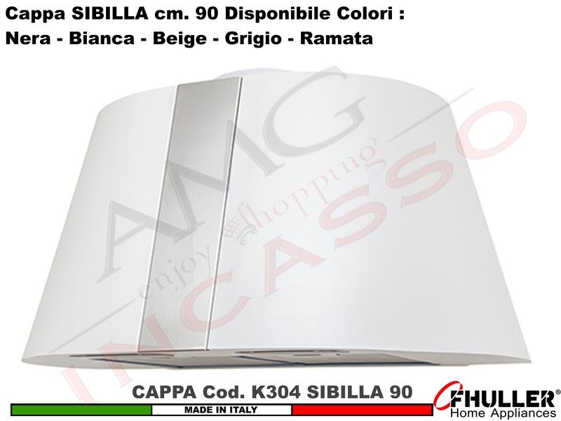 Cappa Cucina Parete Moderna 75 SIBILLA K304 Bianca/Beige/Grigio/Nera MOTORE 420 m³/h