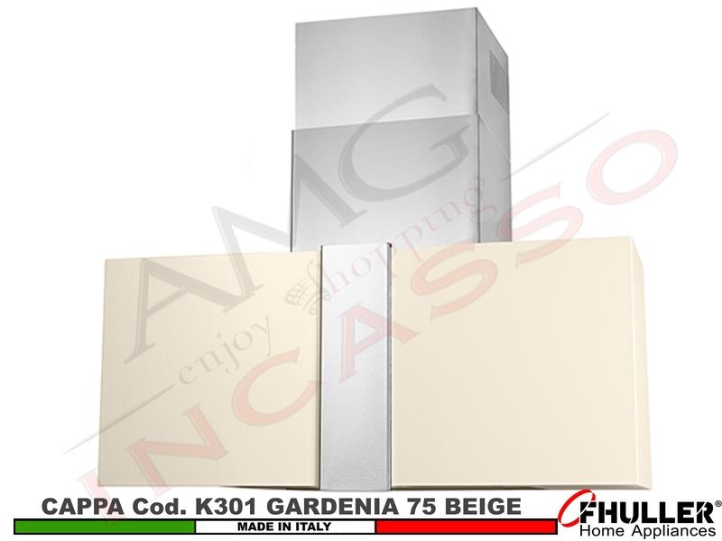 Cappa Cucina Parete Moderna GARDENIA K301/75BG Beige + MOTORE 420 m³/h Classe F