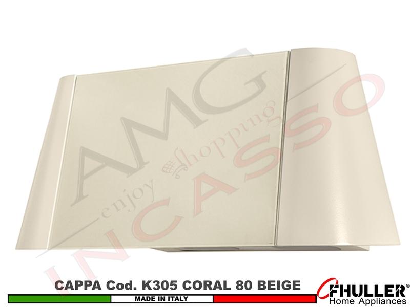 Cappa Parete Moderna 80 CORAL K305 BG Verniciata Beige - Vetro Beige