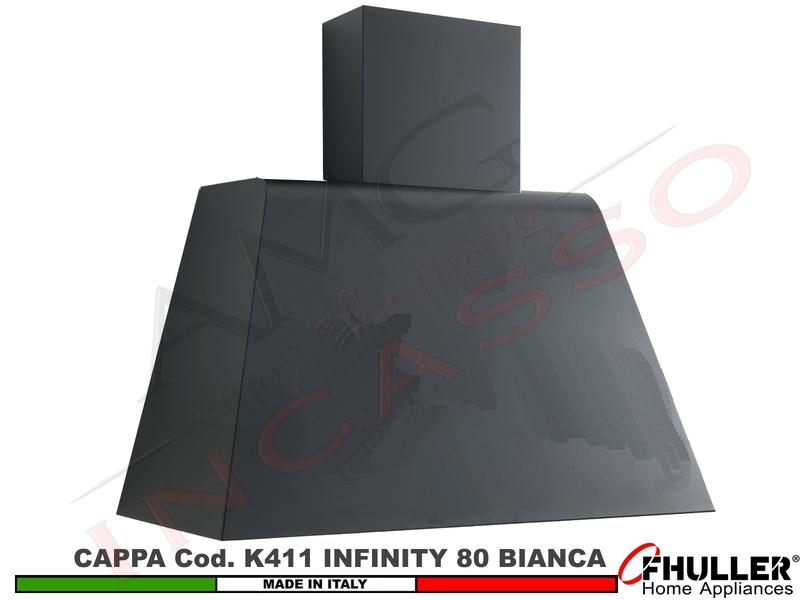 Cappa Cucina Parete Moderna da cm. 80 INFINITY K411 BC Verniciata Bianca