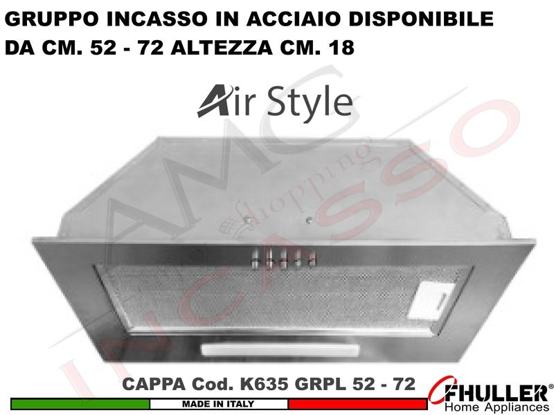 Cappa Gruppo incasso Cucina Moderna 52 - 72 Interno Pensile GRPL K 625 IX