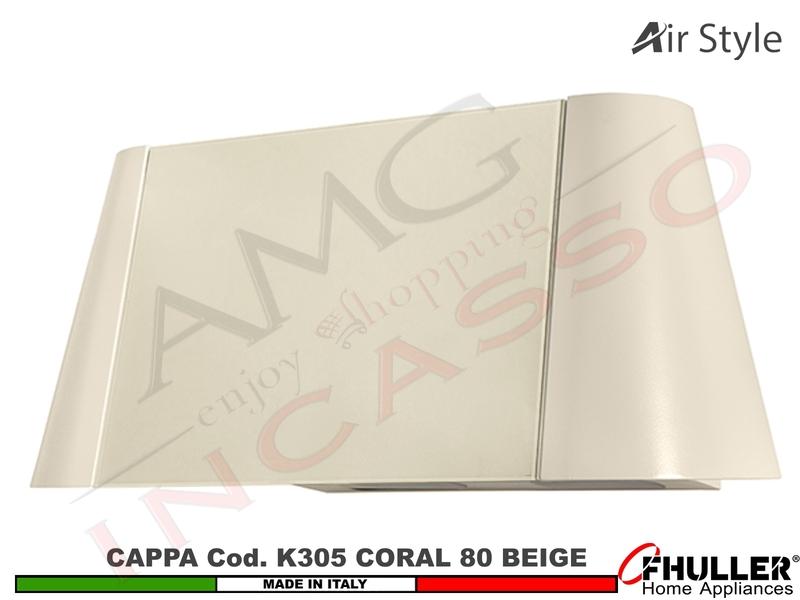 Cappa Parete Moderna 80 CORAL K305 BG  Verniciata Beige - Vetro Beige