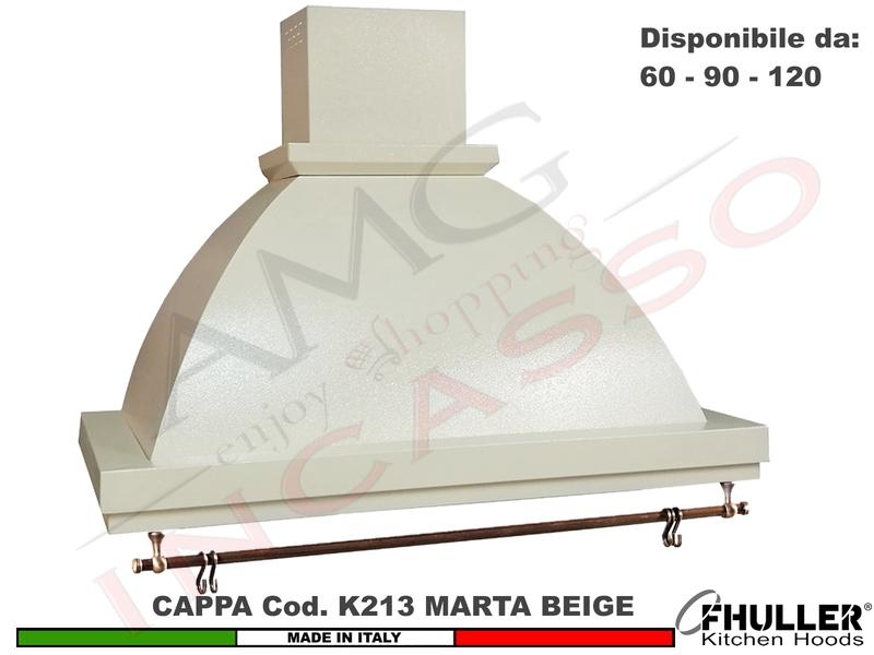 Cappa Parete Rustica Marta 60/90/120 con Tubo Rame + MOTORE 420 m³/h BEIGE