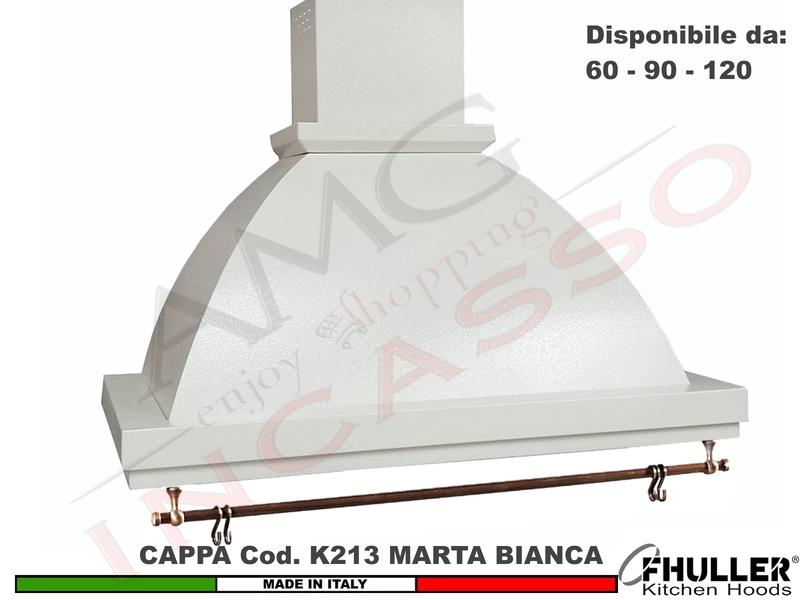 Cappa Parete Rustica Marta 60/90/120 con Tubo Rame + MOTORE 420 m³/h BIANCA