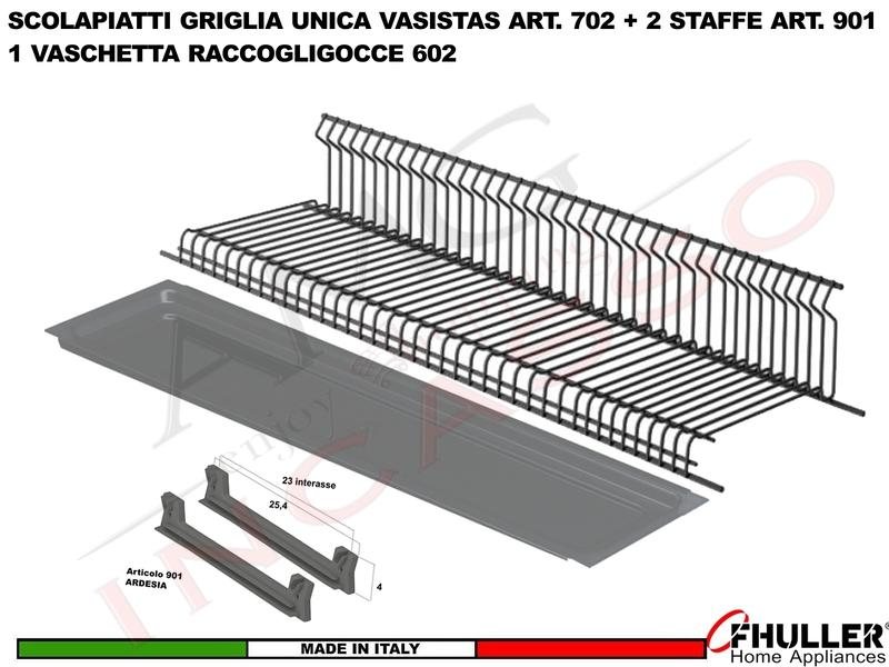 Scolapiatti Griglia Unica VASISTAS ARDESIA 702 Pensile 45 Interno 40,6 + 2 Staffe +Vaschetta