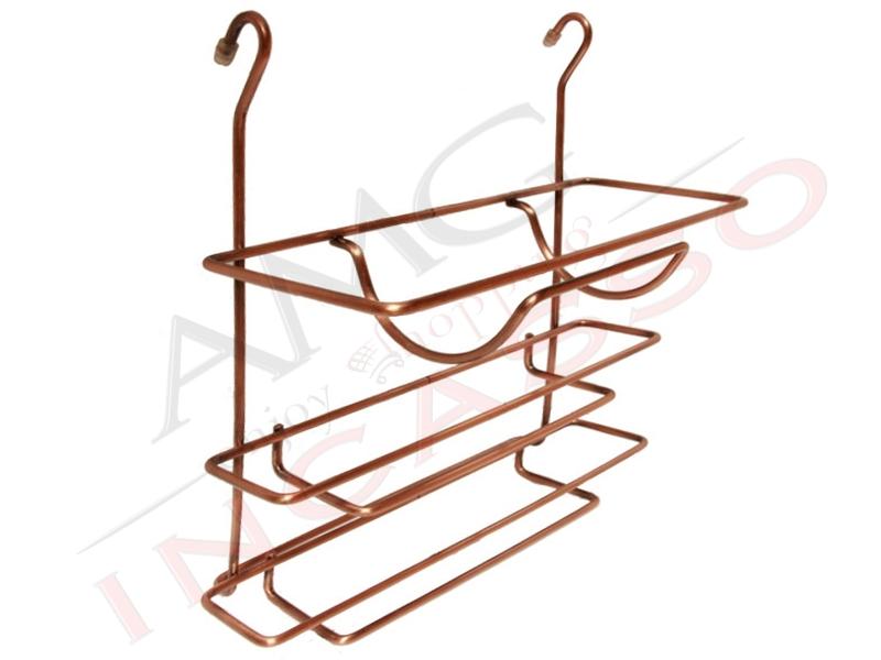 Portarotoli Tris Sottopensile per tubo 16 mm Inoxa 800-205R Rame Antico