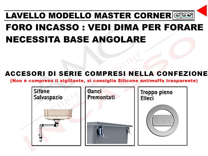 Lavello Angolare Elleci Master Corner Lgmcor68 83x83 2 Vasche Con Gocciolatoio Granitek G68 Bianco Titano Amg Incasso Elettrodomestici Da Incasso