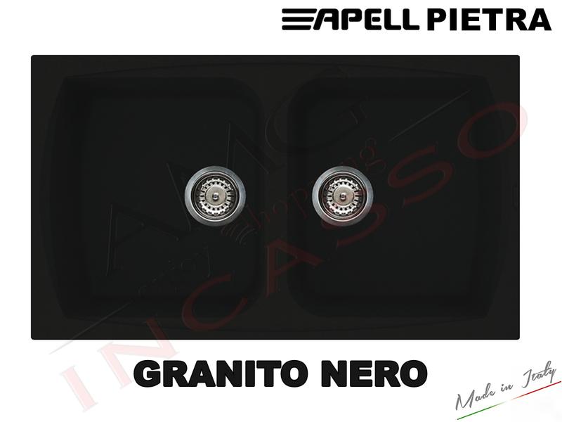 Lavello Cucina 2 Vasche Fragranite.Lavello Cucina Pietra 2 Vasche Cm 86x50 Fragranite Nero Amg Incasso Elettrodomestici Da Incasso